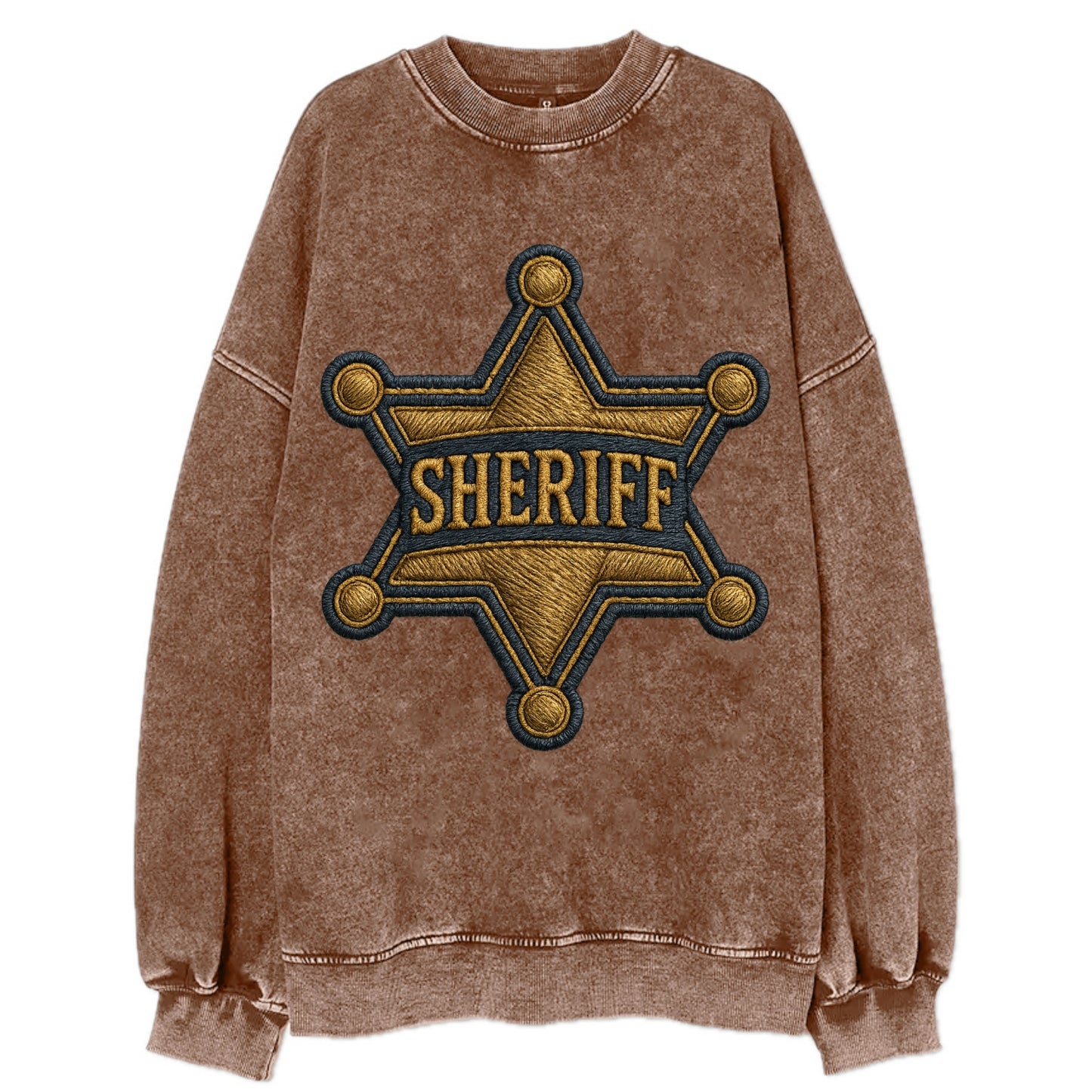 Sheriff Badge  - Vintage Sweatshirt - Brown