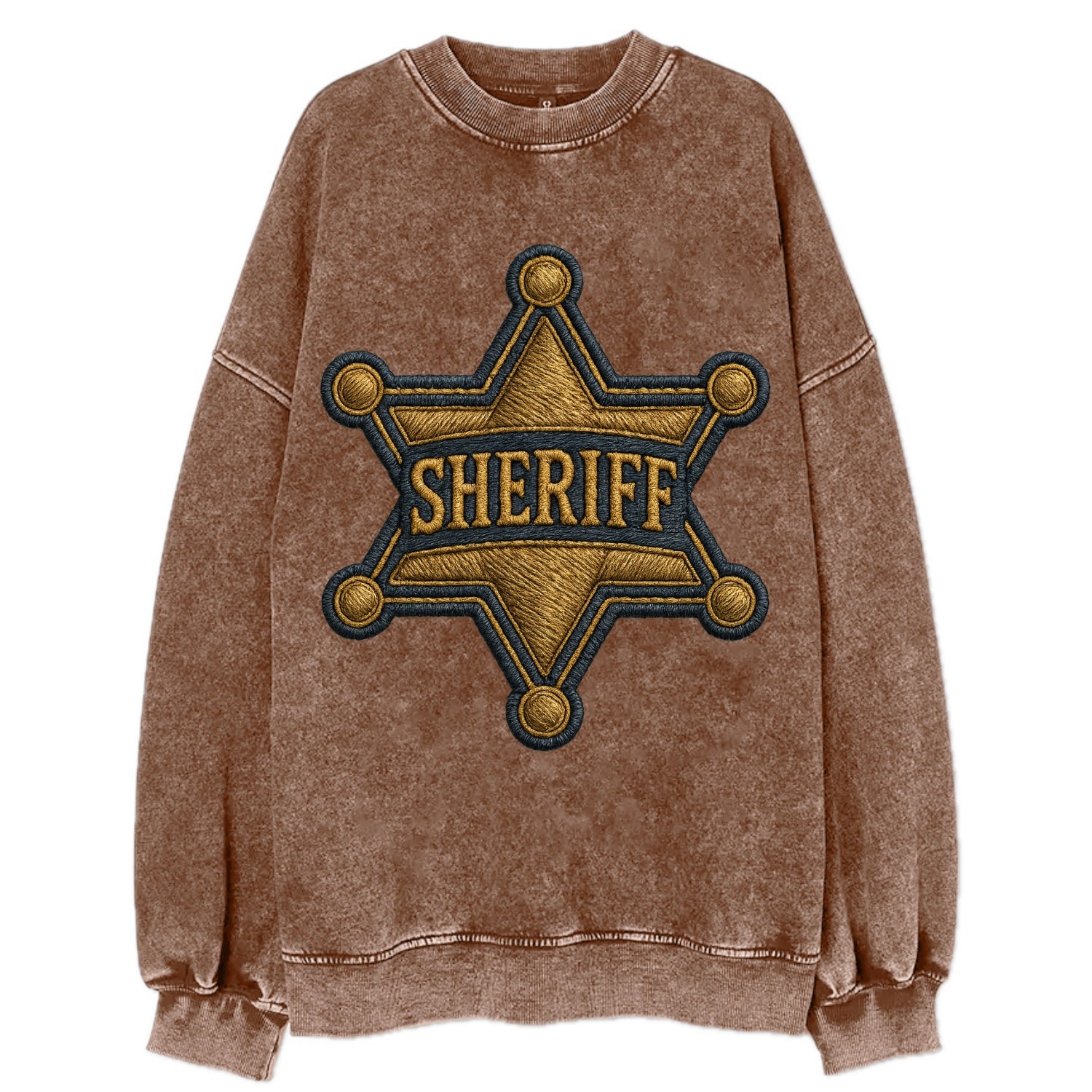 Sheriff Badge  - Vintage Sweatshirt - Brown