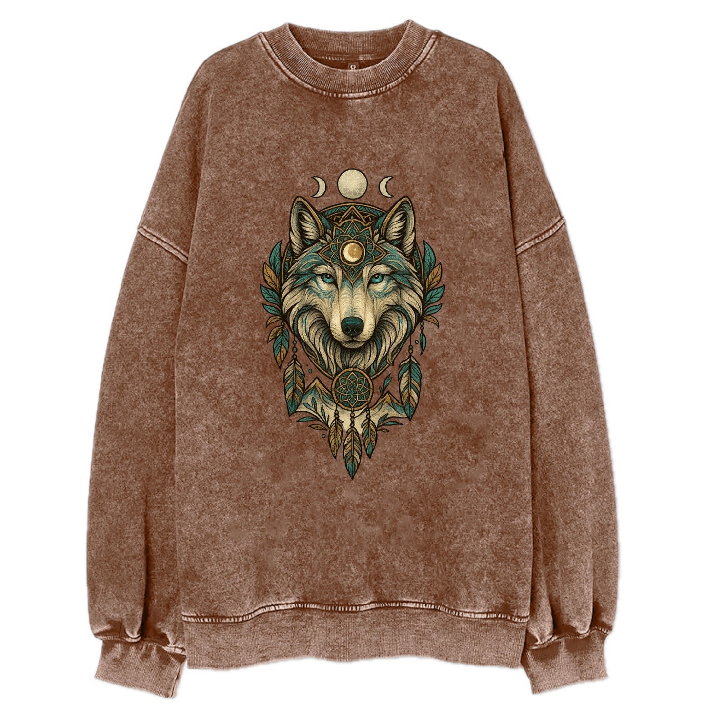 Pearl Wolf Shimmer  - Vintage Sweatshirt - Brown
