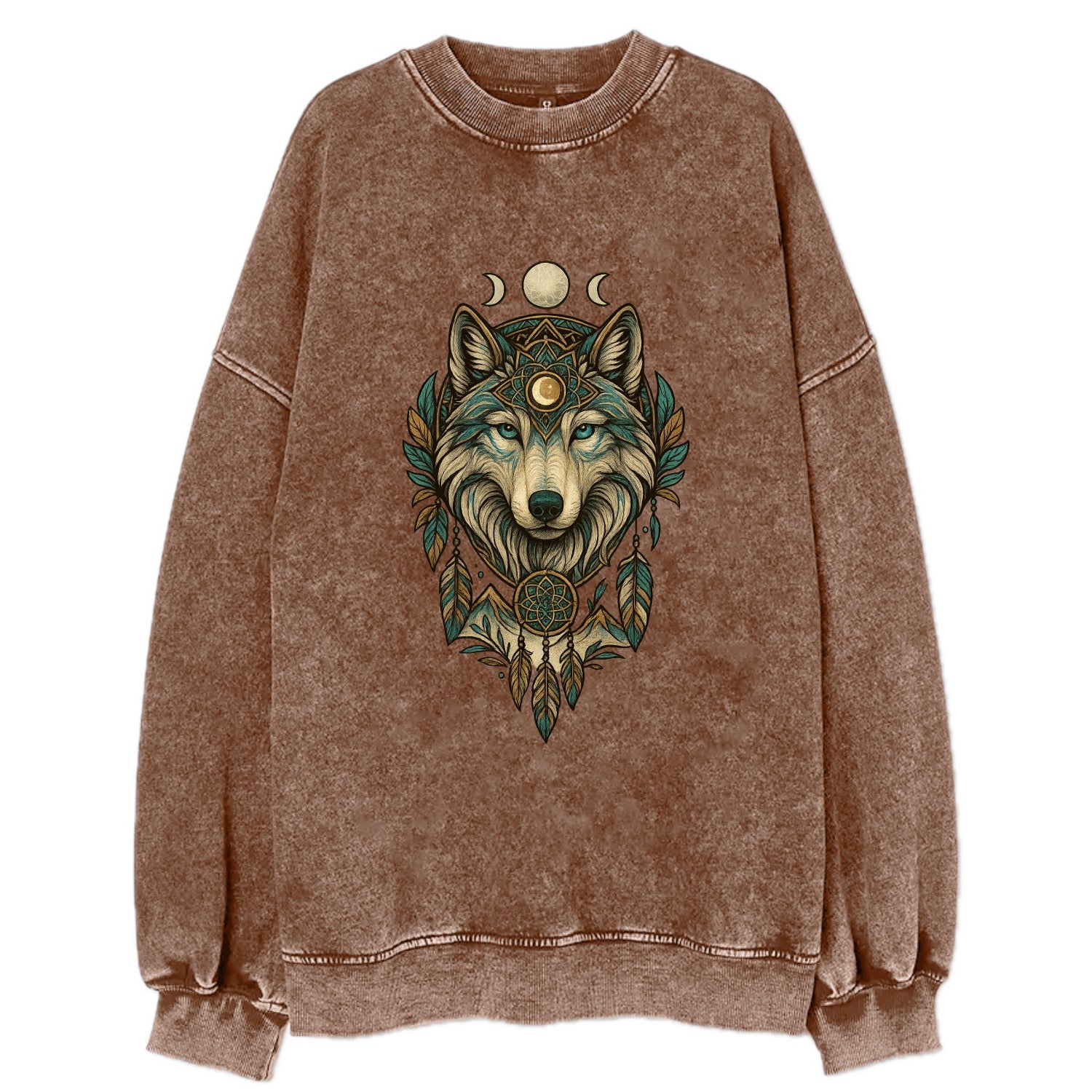 Pearl Wolf Shimmer  - Vintage Sweatshirt - Brown