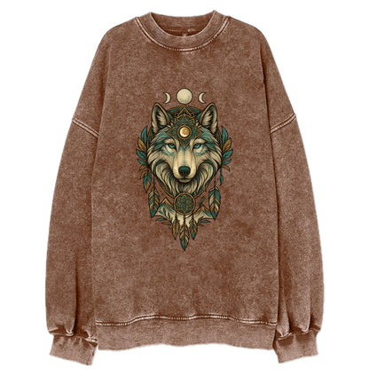 Pearl Wolf Shimmer  - Vintage Sweatshirt - Brown