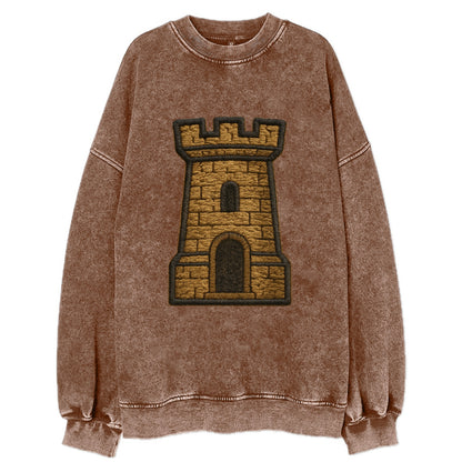 Castle Tower  - Vintage Sweatshirt - Brown