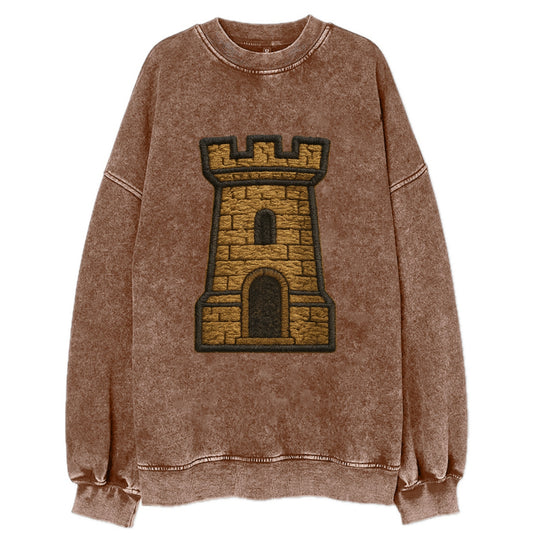 Castle Tower  - Vintage Sweatshirt - Brown
