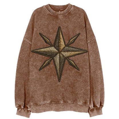 Nautical Star  - Vintage Sweatshirt - Brown