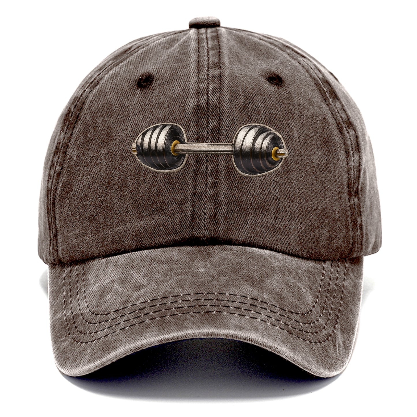Embroidered patch design - WEIGHTLIFTING BARBELL - heavy barbell with plates in - Classic Cap - Brown