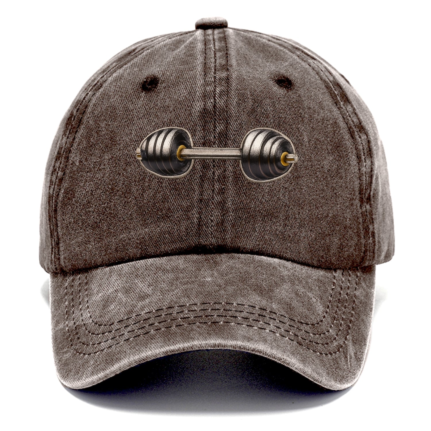 Embroidered patch design - WEIGHTLIFTING BARBELL - heavy barbell with plates in - Classic Cap - Brown