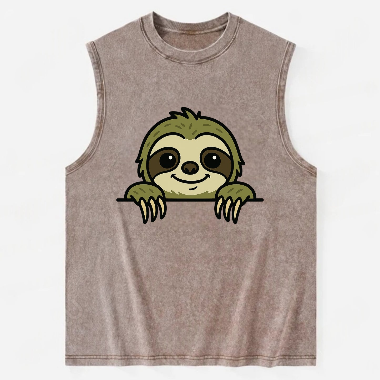 Sloth  - Vintage Washed Tank - Brown
