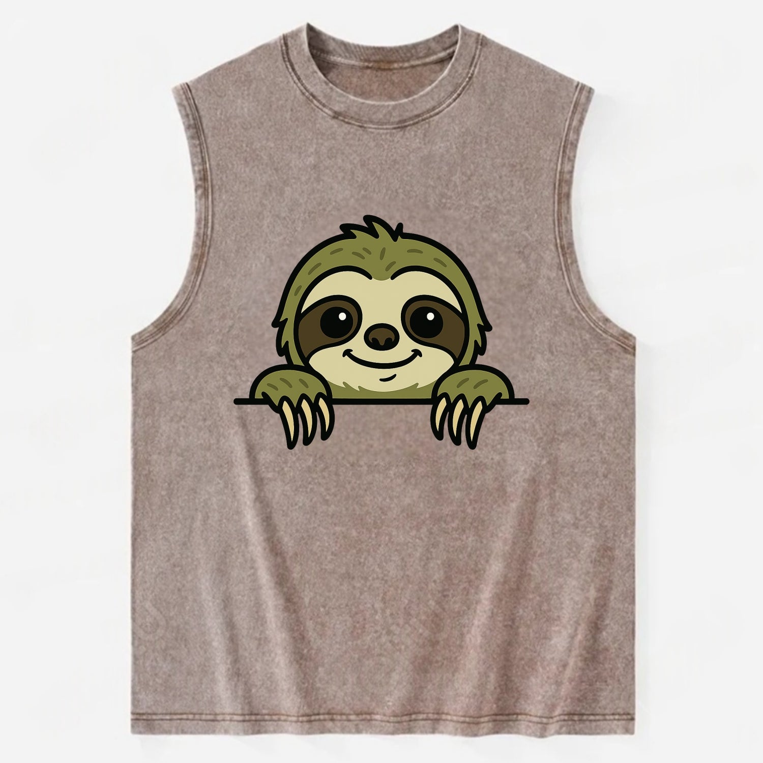 Sloth  - Vintage Washed Tank - Brown
