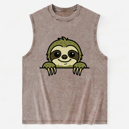Sloth  - Vintage Washed Tank - Brown