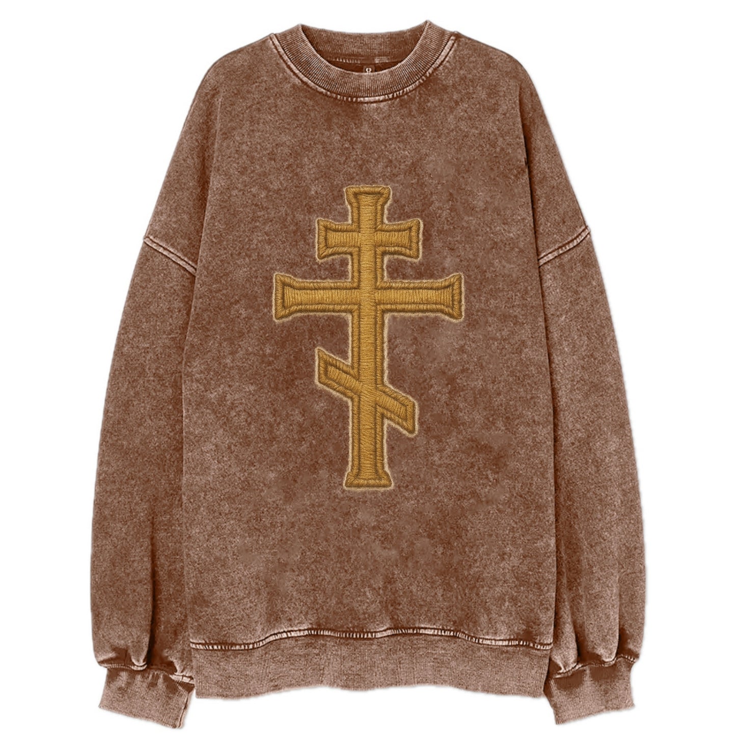 Orthodox Cross  - Vintage Sweatshirt - Brown