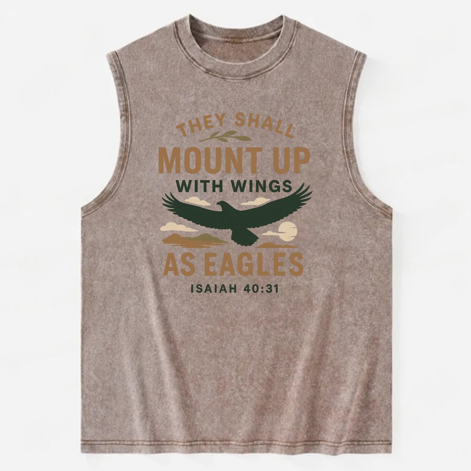 Isaiah 40:31 Eagle - Vintage Washed Tank - Brown