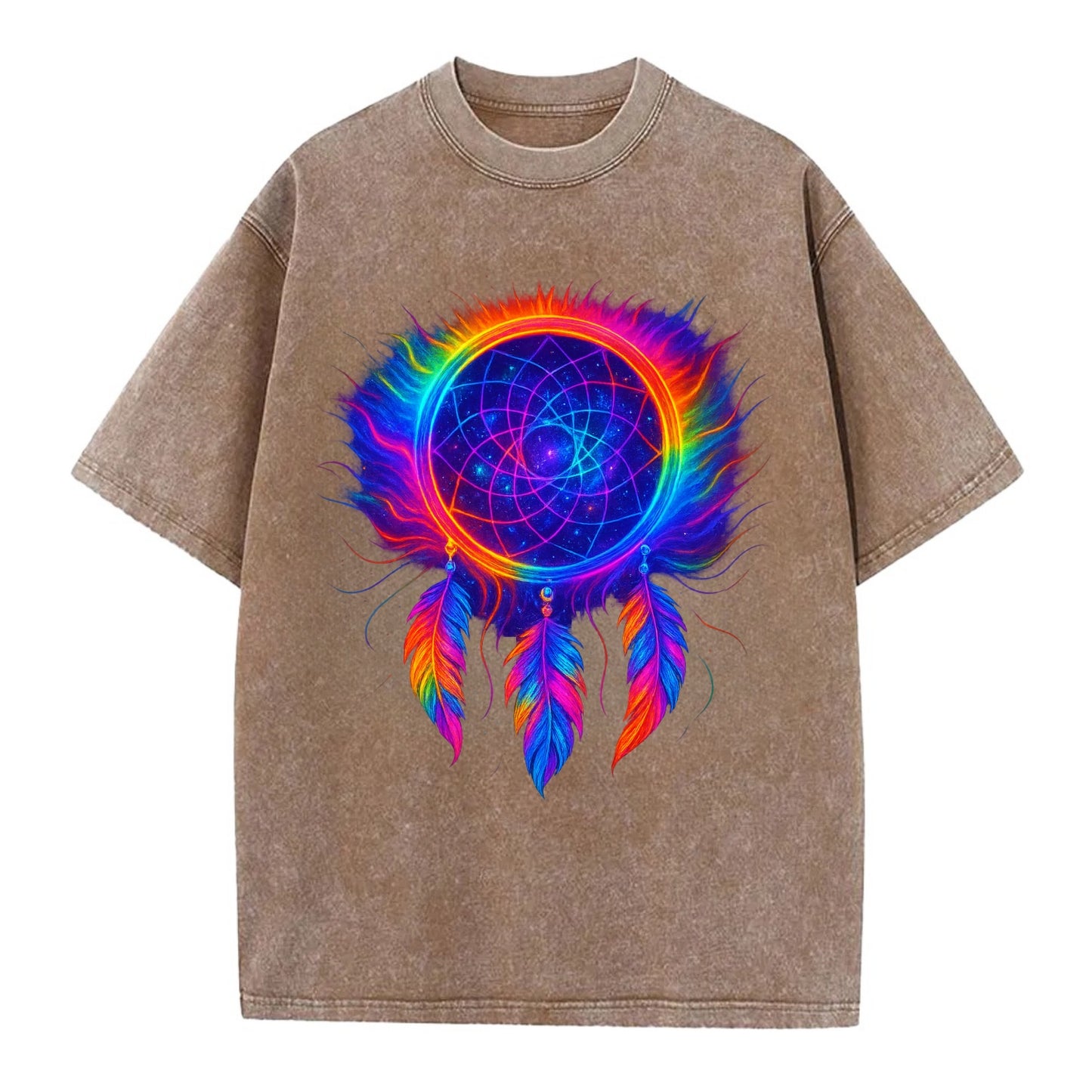 Dream Catcher Universe - Cosmic dreamcat - Vintage T-shirt - Brown