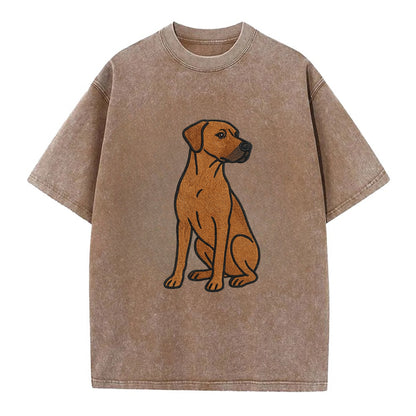 Rhodesian Ridgeback - Red wheaten embroidered pose - Vintage T-shirt - Brown