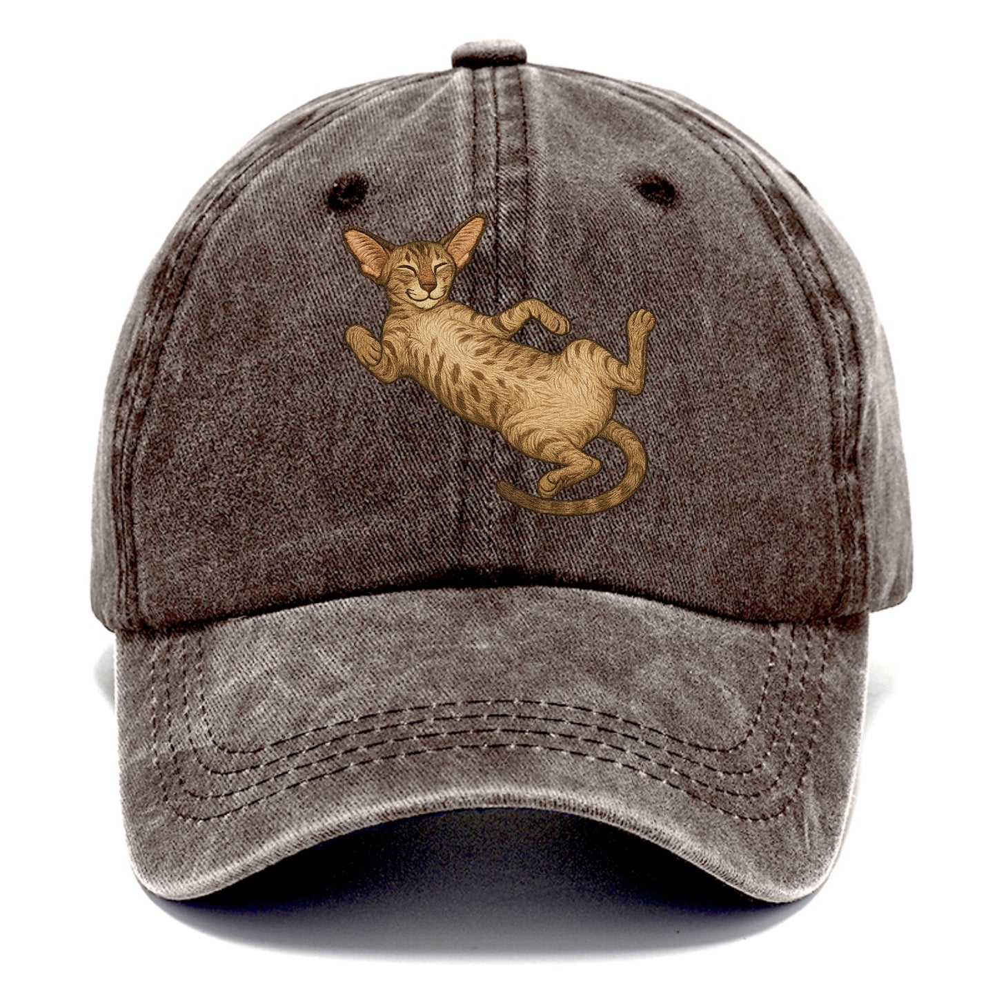 Oriental Shorthair  fully relaxed sprawl Classic Cap - Brown