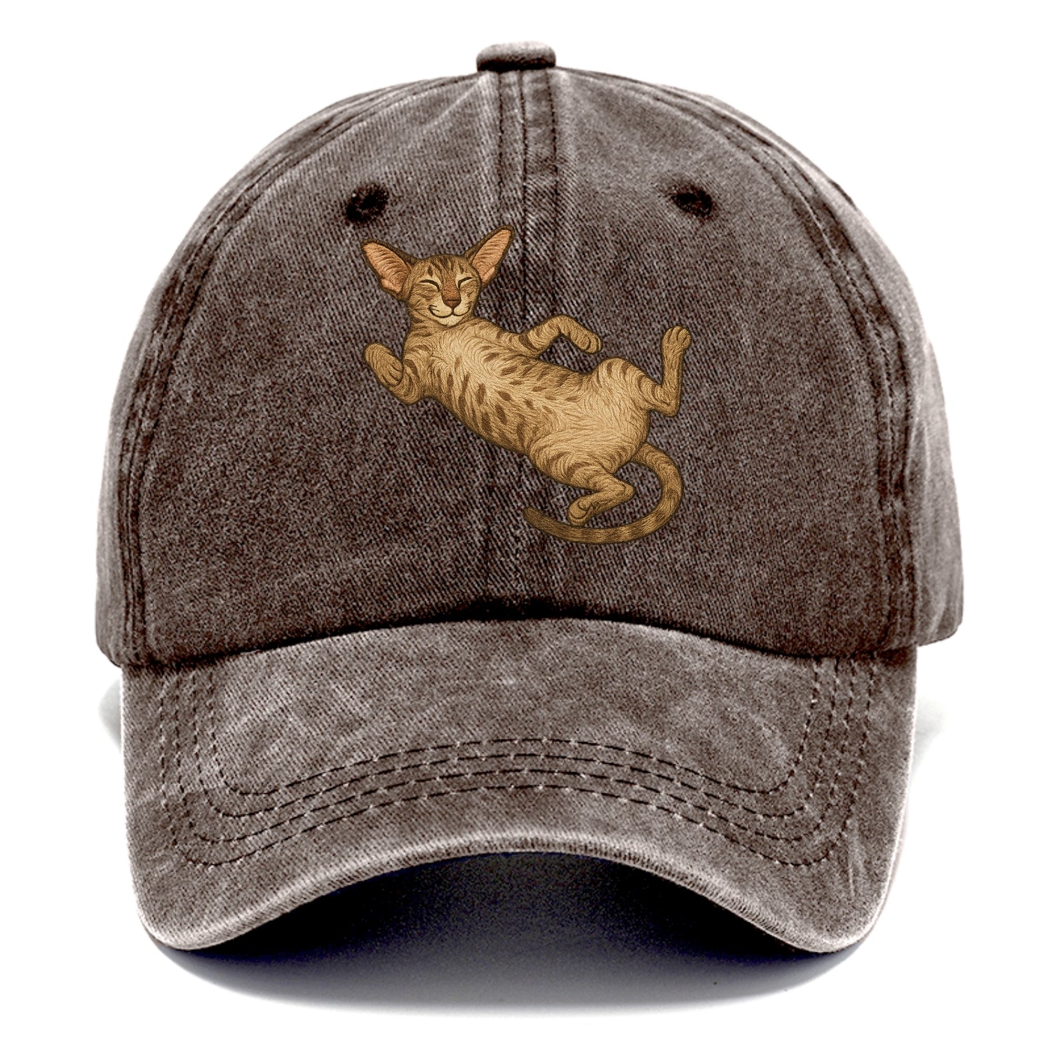 Oriental Shorthair  fully relaxed sprawl Classic Cap - Brown