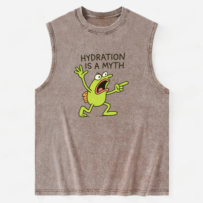 HYDRATION IS A MYTH | Dehydrated fish in desert - Vintage Washed Tank - Brown