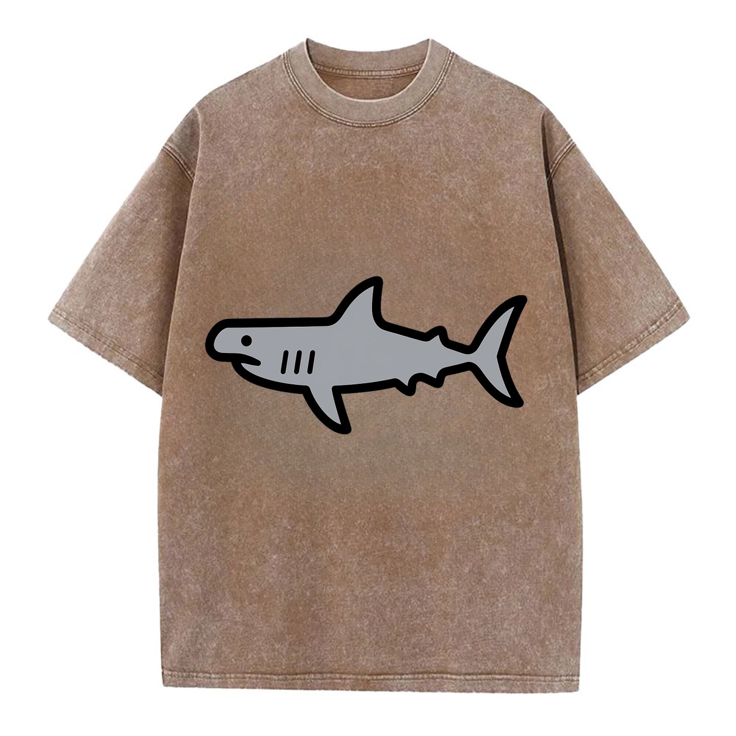Hammerhead Shark - Gray distinctive head flat side profile - Vintage T-shirt - Brown