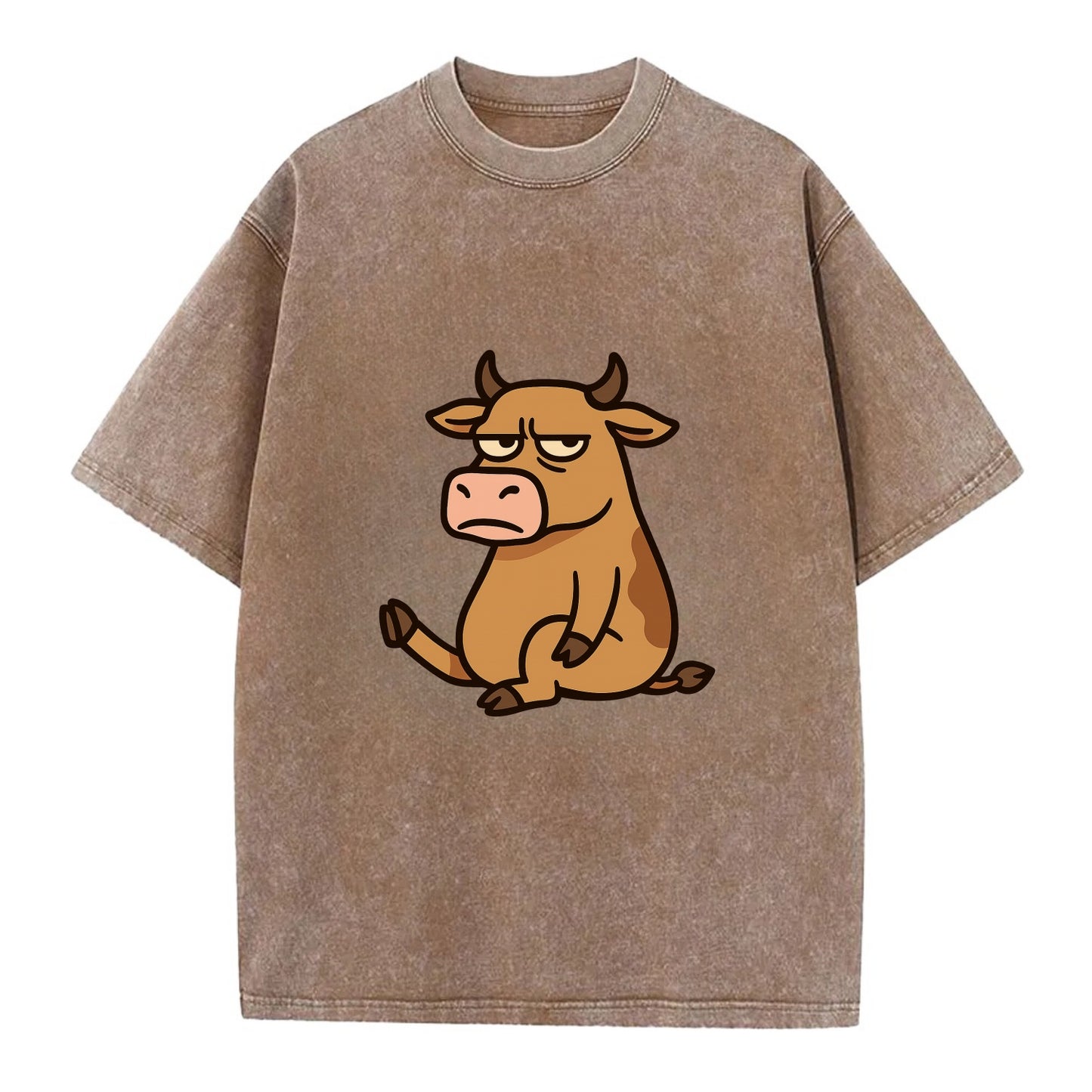 The Cow Judging Silently - Vintage T-shirt - Brown