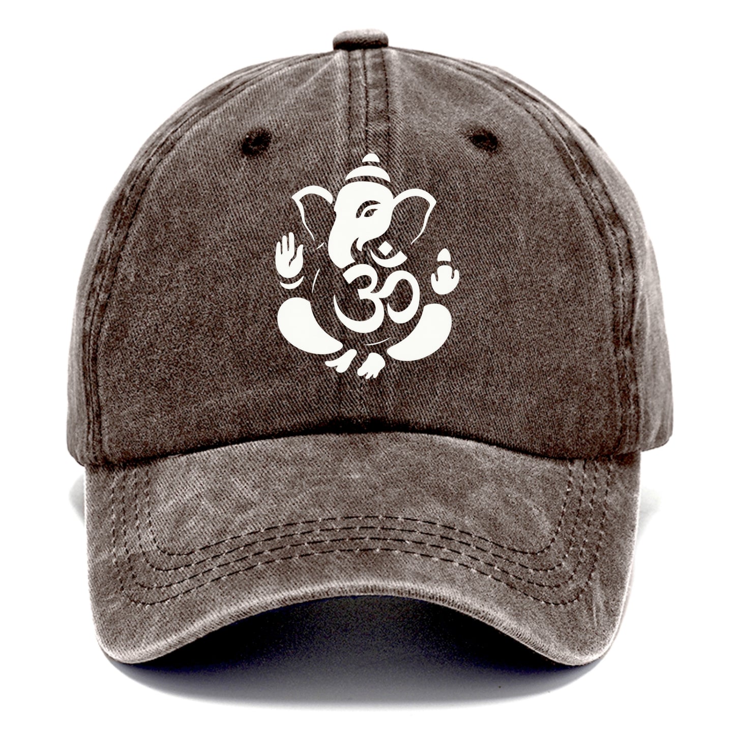 Ganesha elephant silhouette - negative space creates om symbol - Classic Cap - Brown