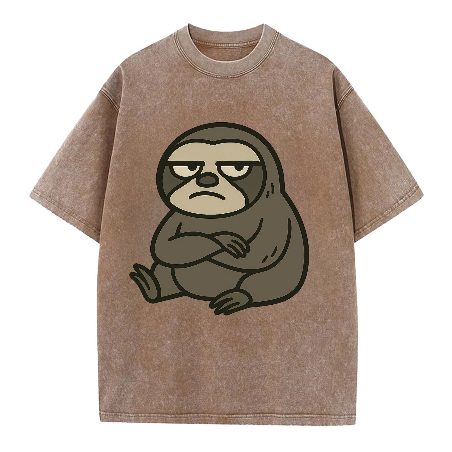 The Sloth Judging Silently - Vintage T-shirt - Brown