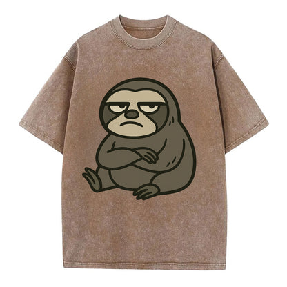 The Sloth Judging Silently - Vintage T-shirt - Brown