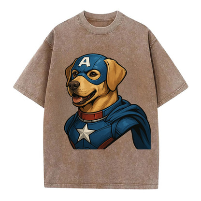 Labrador Patriotic Hero  - Vintage T-shirt - Brown