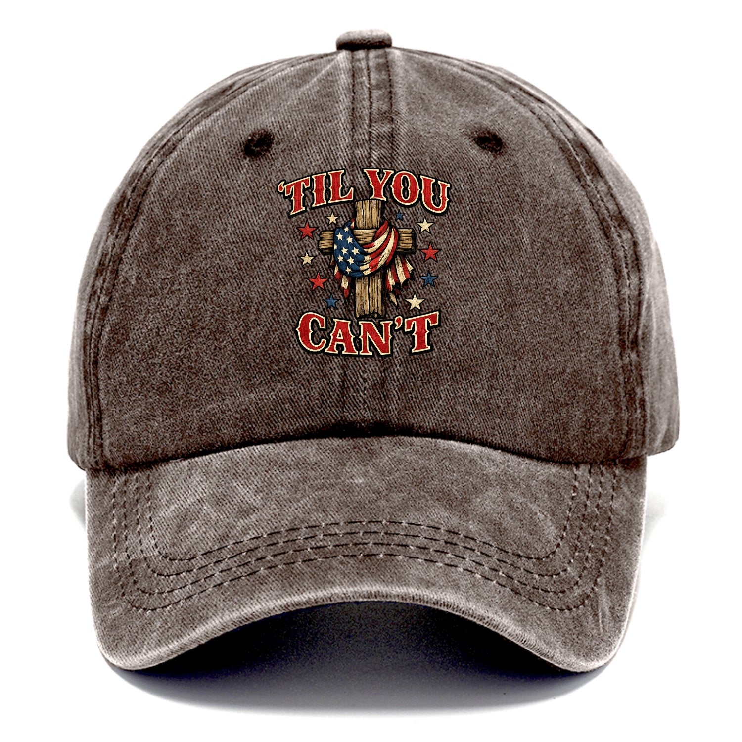 Til You Cant - Flag Cross - Classic Cap - Brown