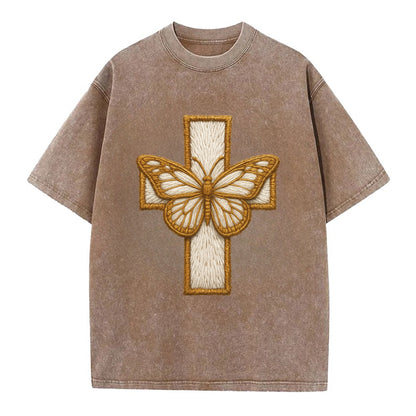 Resurrection Cross  - Vintage T-shirt - Brown
