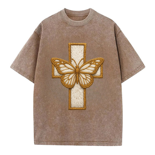 Resurrection Cross  - Vintage T-shirt - Brown