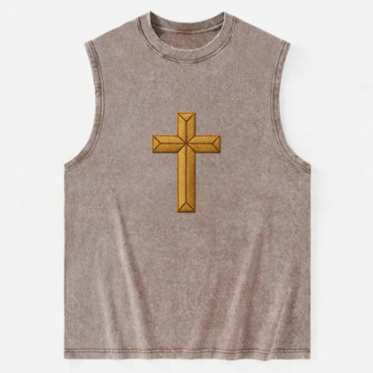 Rock Cross  - Vintage Washed Tank - Brown