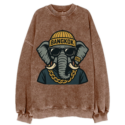 Bangkok Elephant - Vintage Sweatshirt - Brown