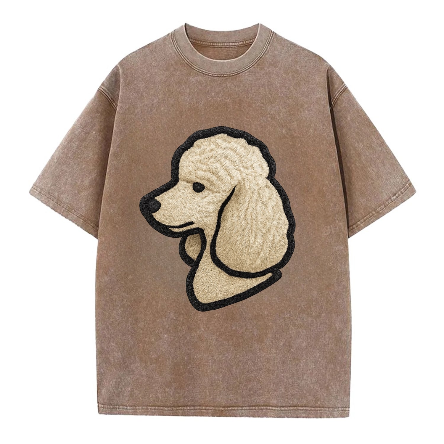 Poodle - Contemporary clean style with s - Vintage T-shirt - Brown