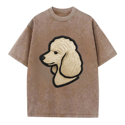 Poodle - Contemporary clean style with s - Vintage T-shirt - Brown