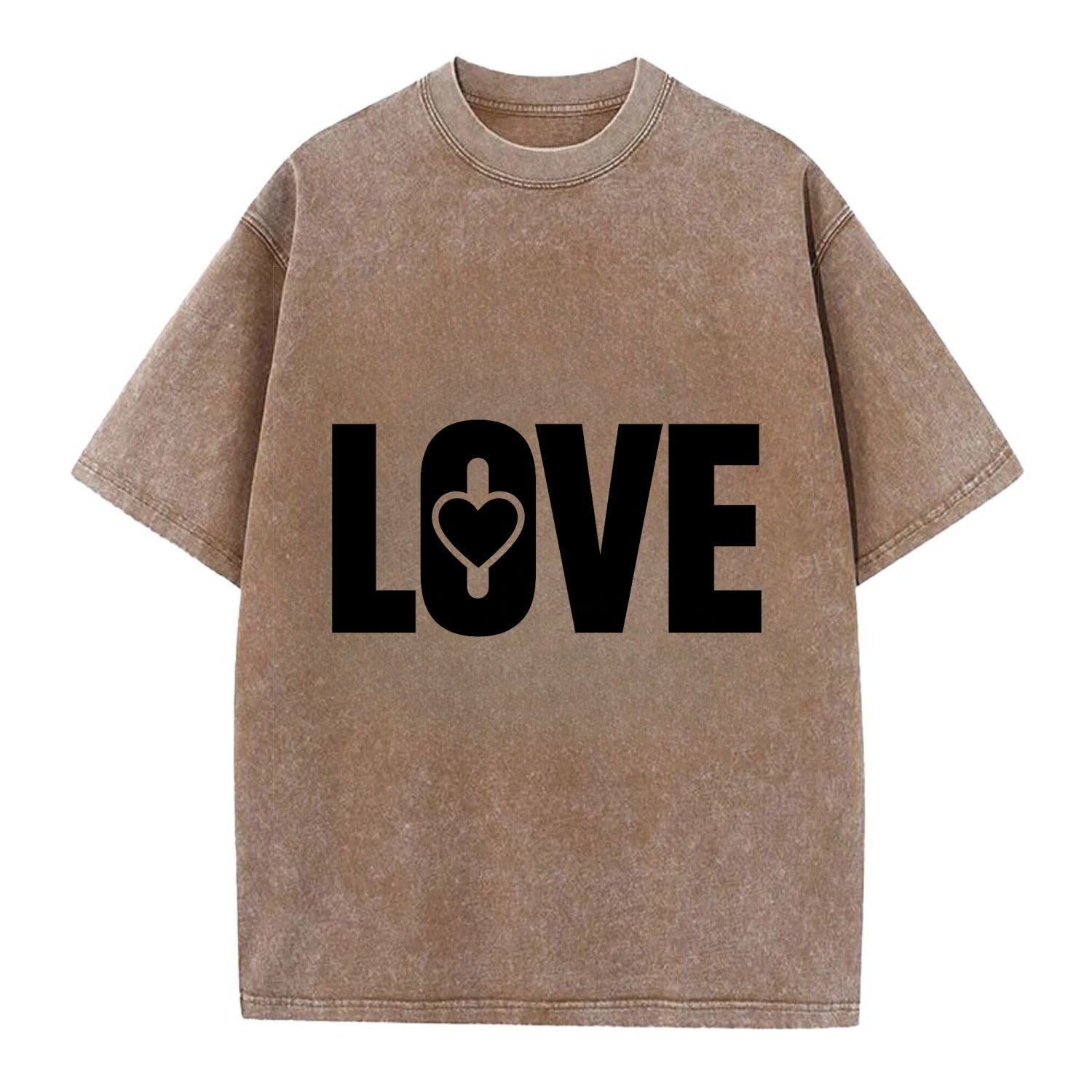 Bold typography design - "LOVE" - universal connection, heart centered - Vintage T-shirt - Brown