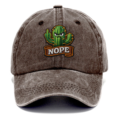 NOPE CACTUS - cactus with attitude in green , prickly personality - Classic Cap - Brown