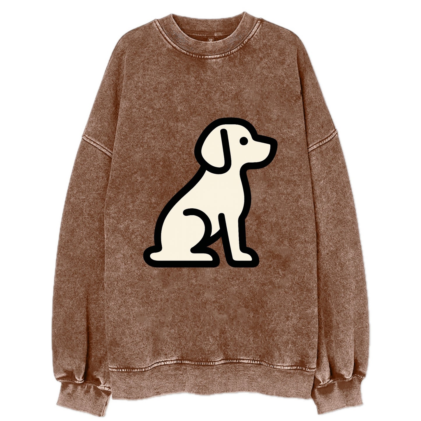 Beagle - Modern minimal sitting pose wit - Vintage Sweatshirt - Brown