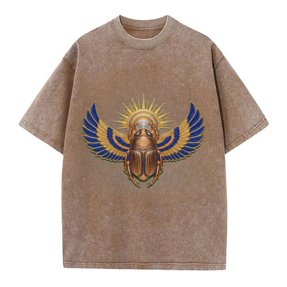 Winged Scarab - Vintage T-shirt - Brown