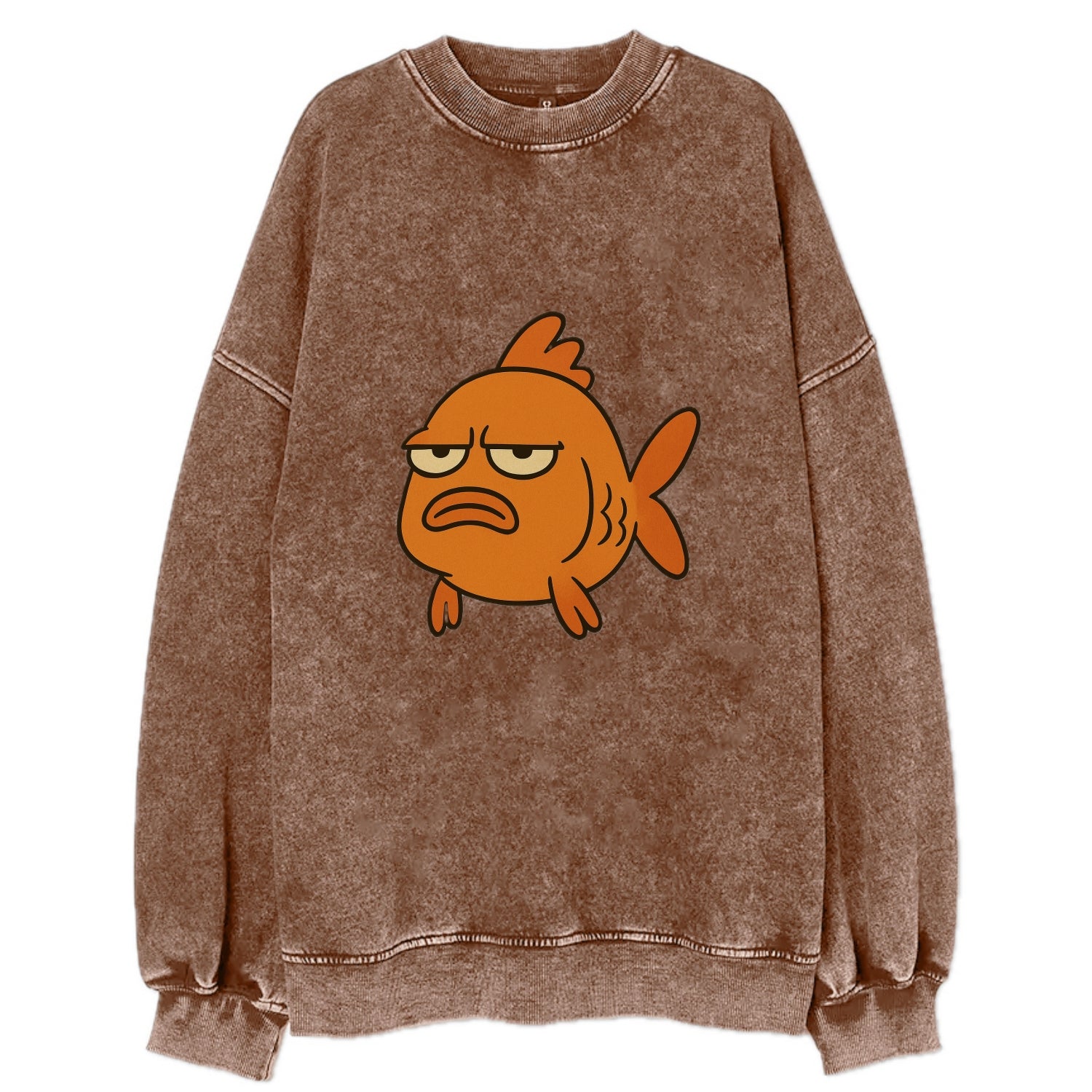 The Goldfish Judging Silently - Vintage Sweatshirt - Brown