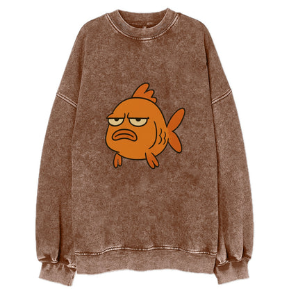 The Goldfish Judging Silently - Vintage Sweatshirt - Brown