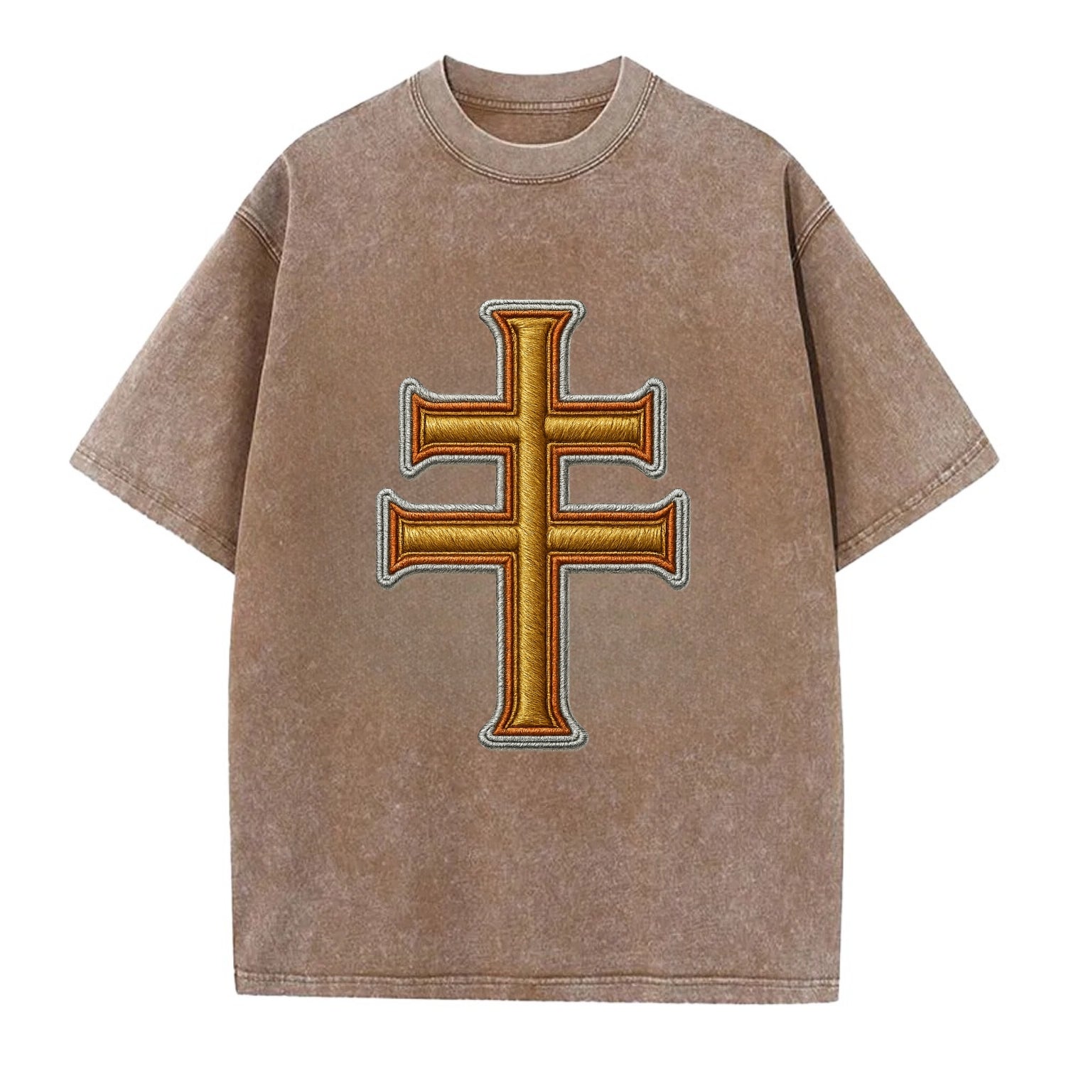 Patriarchal Cross - Vintage T-shirt - Brown