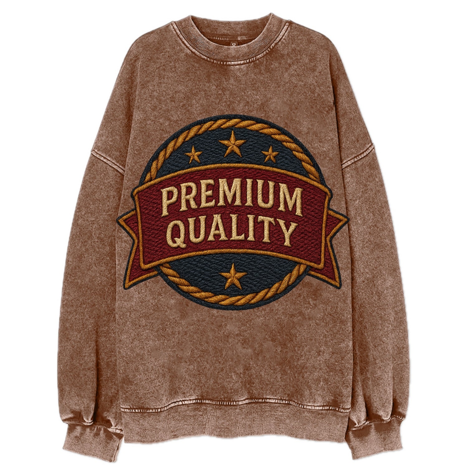 Premium Quality Badge  - Vintage Sweatshirt - Brown
