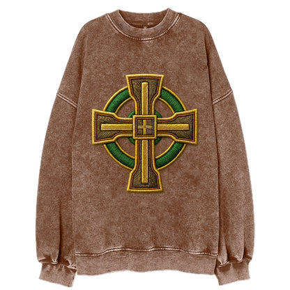 Durrow Cross - Vintage Sweatshirt - Brown