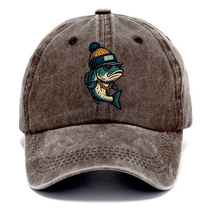 Erie Lake Trout wearing Erie beanie with - Classic Cap - Brown