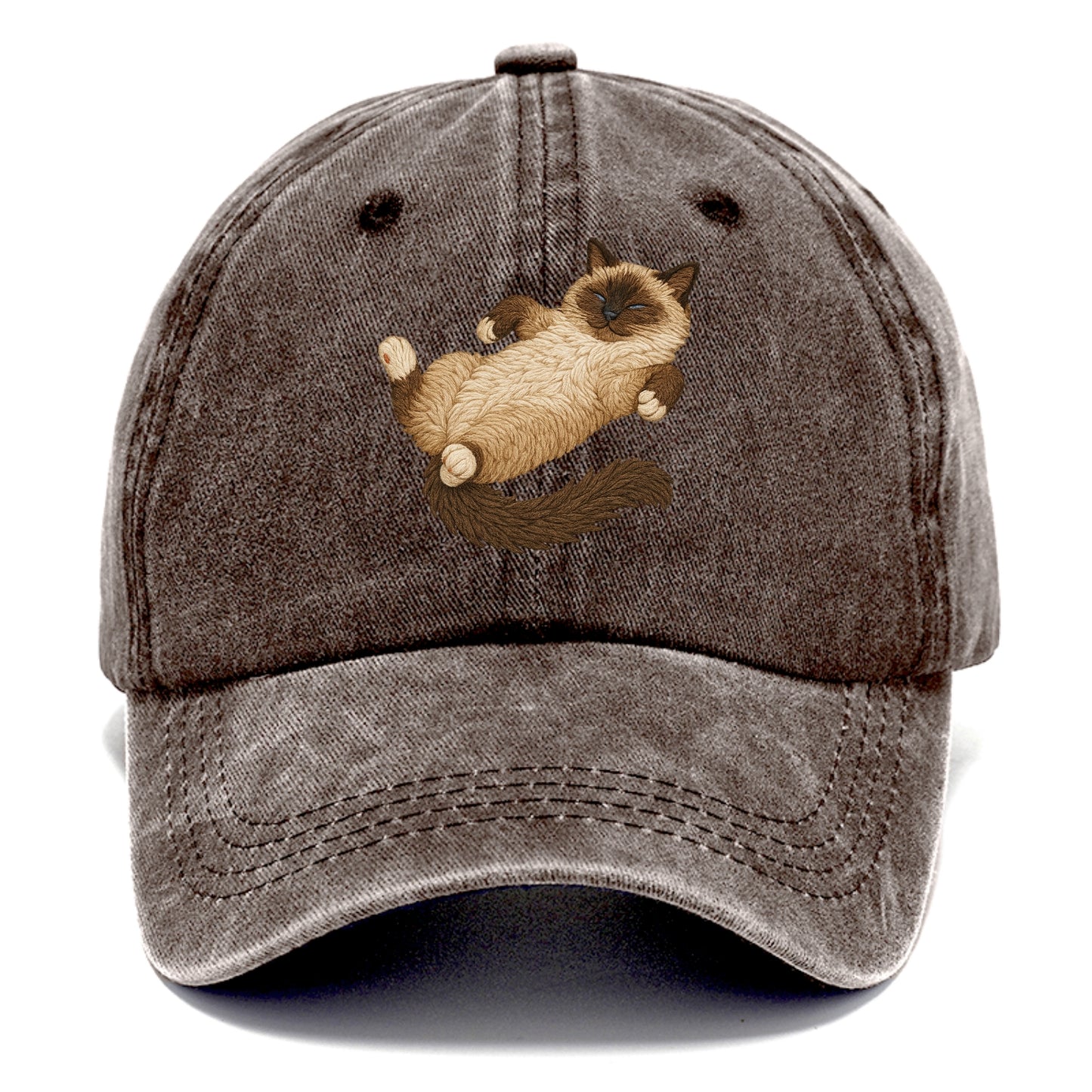 Birman  fully relaxed sprawled out embro Classic Cap - Brown
