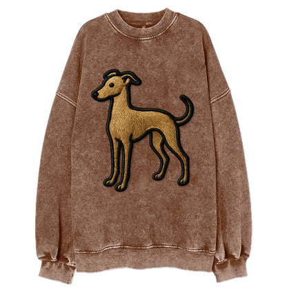 Italian Greyhound - Modern elegant silho - Vintage Sweatshirt - Brown