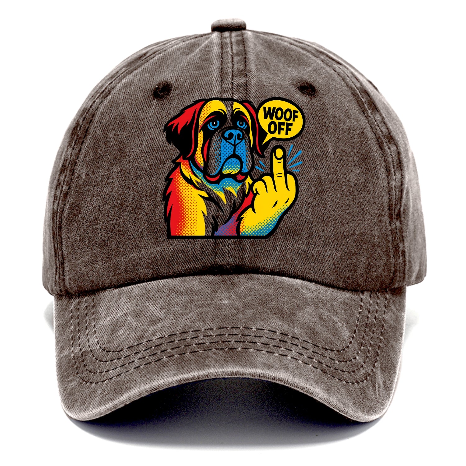 Saint Bernard with gentle giant face and droopy jowls, huge paw raised - Classic Cap - Brown