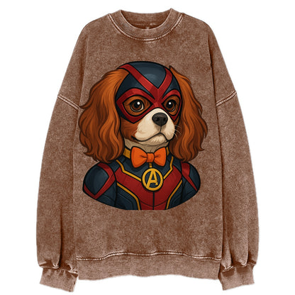 Cavalier King Charles Friendly Hero  - V Vintage Sweatshirt - Brown