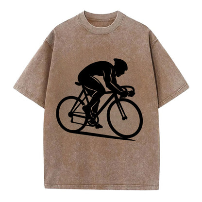 Sprint cyclist racing stance - Vintage T-shirt - Brown