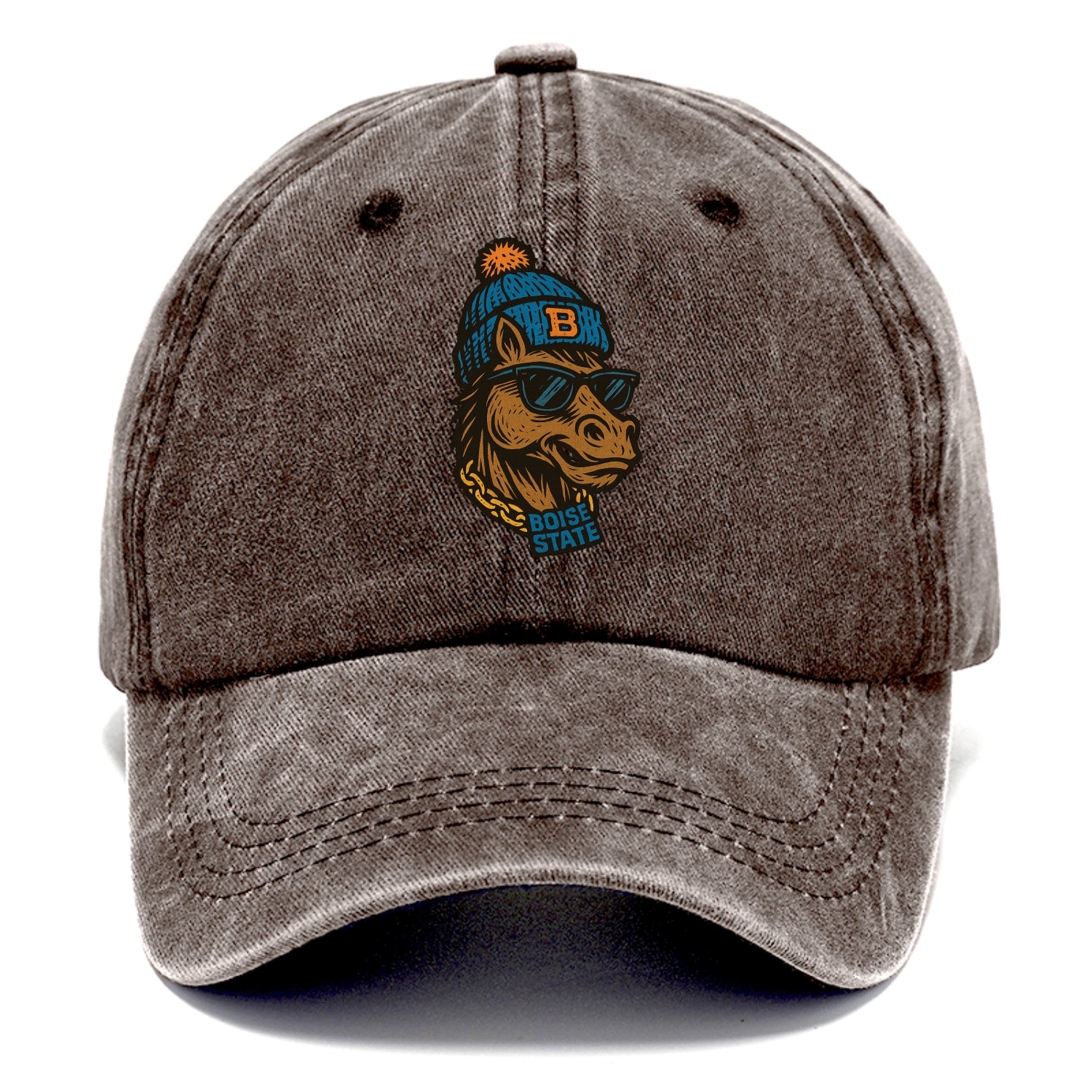 Boise Bronco wearing Boise State beanie with B patch - Classic Cap - Brown