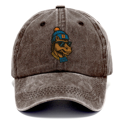 Boise Bronco wearing Boise State beanie with B patch - Classic Cap - Brown